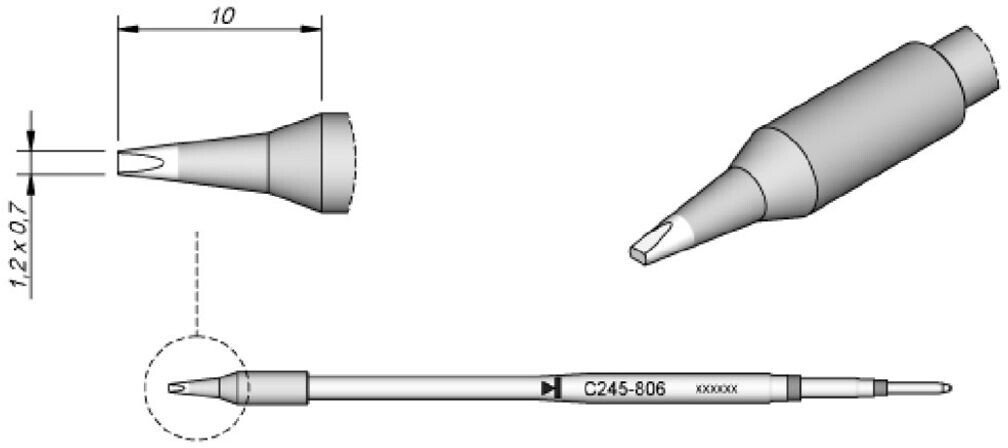 JBC C245 Soldering Tip Chisel Straight (C245806, C245807, C245808)