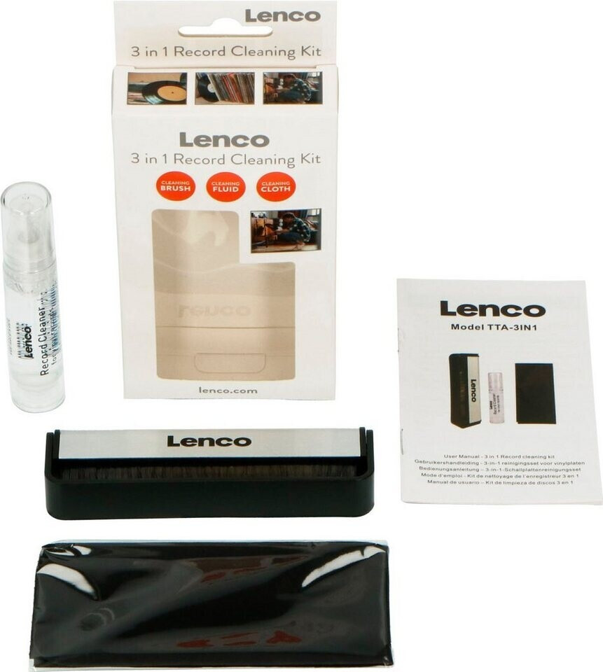 Lenco Kit de Nettoyage pour Disques Vinyles - 3en1 - Fibre de Carbone (TTA-3IN1)