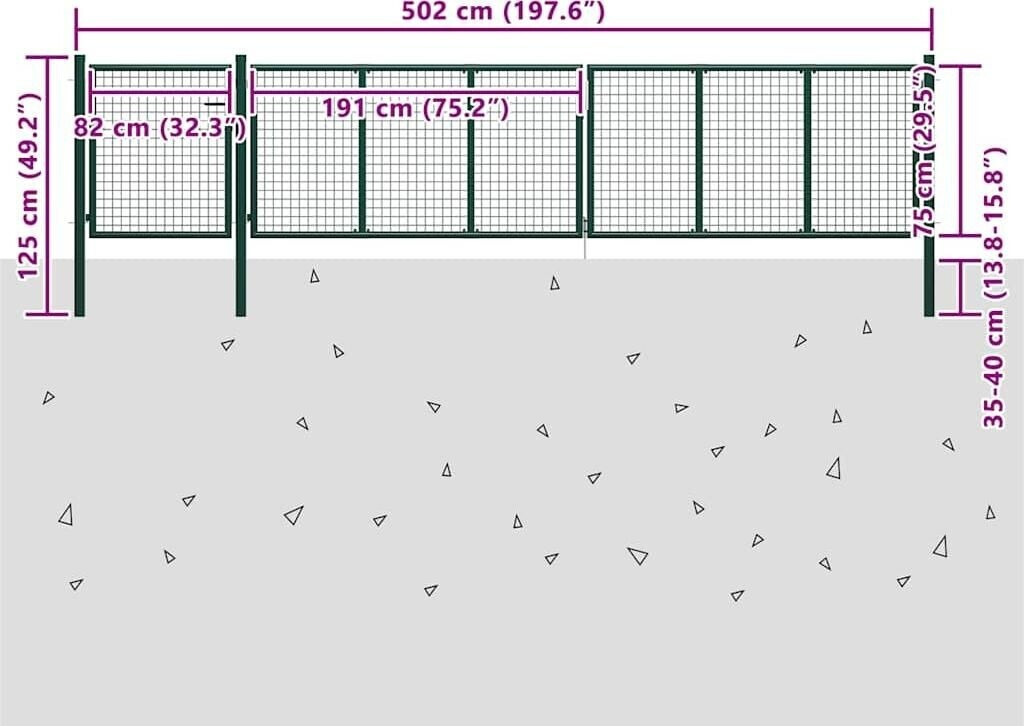 vidaXL vidaXL Puerta de jardín de acero verde (144316) - detail view