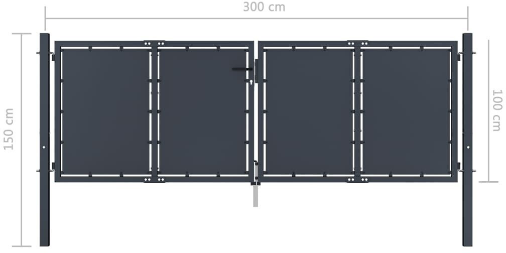 vidaXL vidaXL Puerta de jardín de acero gris antracita 300x100 cm (144524) - view 6