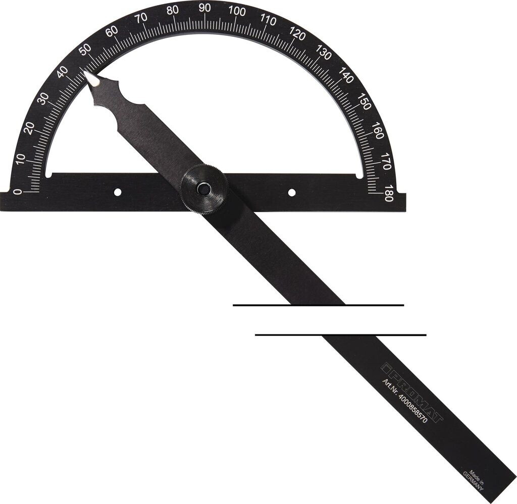 Promat Protractor with arc diameter 150 mm, arm length 200 mm with matt chrome scale (4000858562)