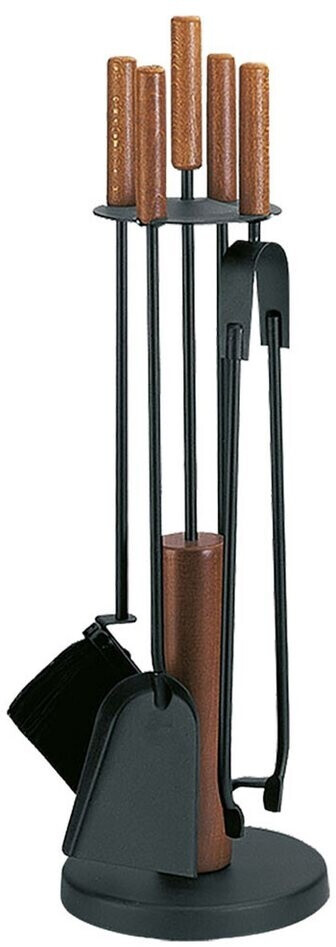 FireFix Fireplace tool set with dark wood handles, 5-piece, black coated, 65 cm (K2453)