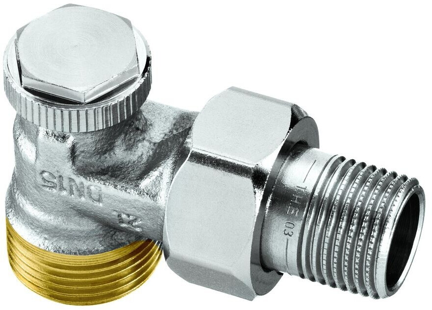 Heimeier Regutec Rücklaufverschraubung Eckform DN 15xG 3/4 AG, Rotguss vernickelt (0365-02.000)