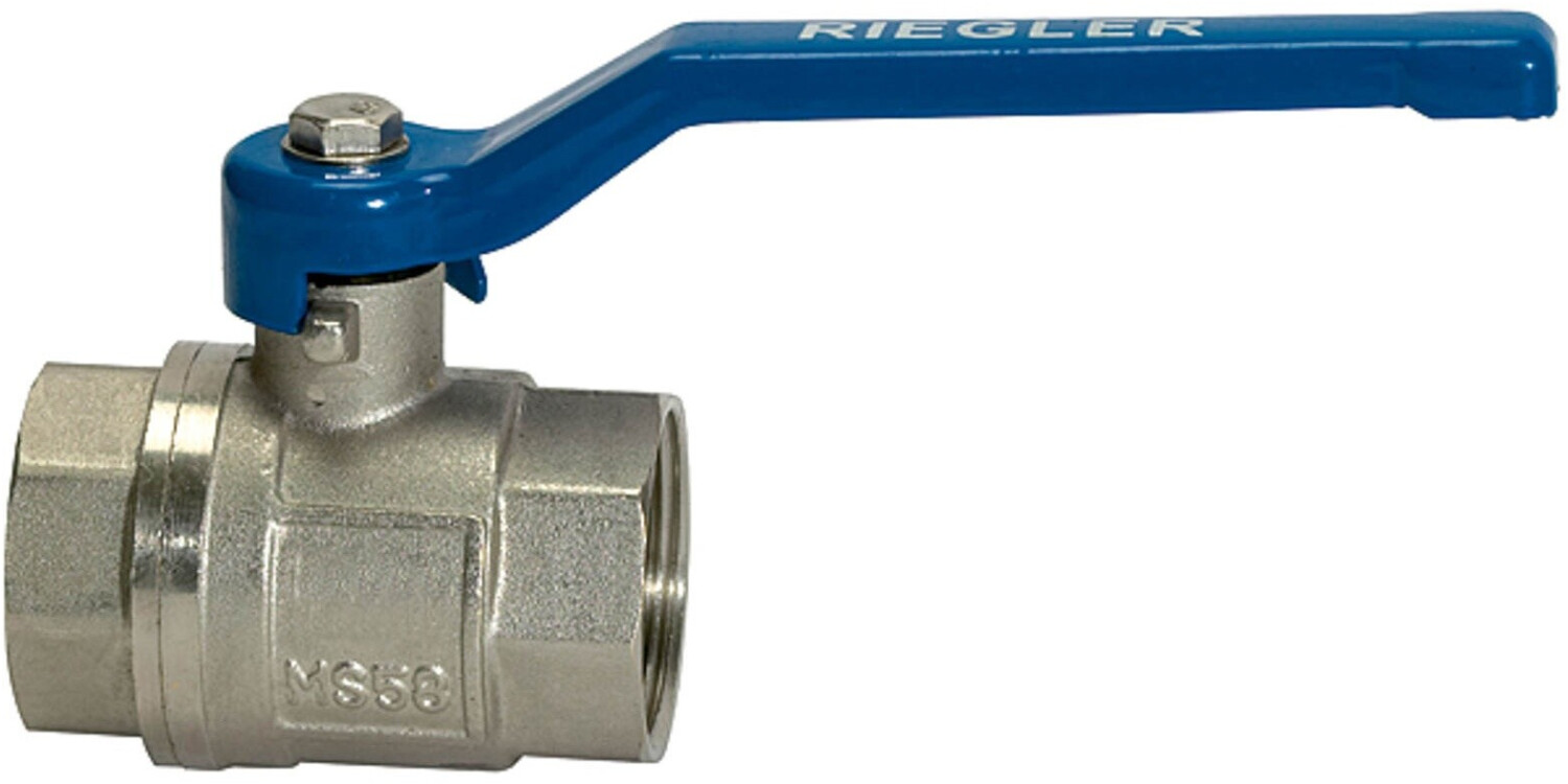 Riegler Messingkugelhahn VALVE LINE G 3/8 Zoll innen/innen DN 10mm mit Hebelgriff blau vernickelt (115712)