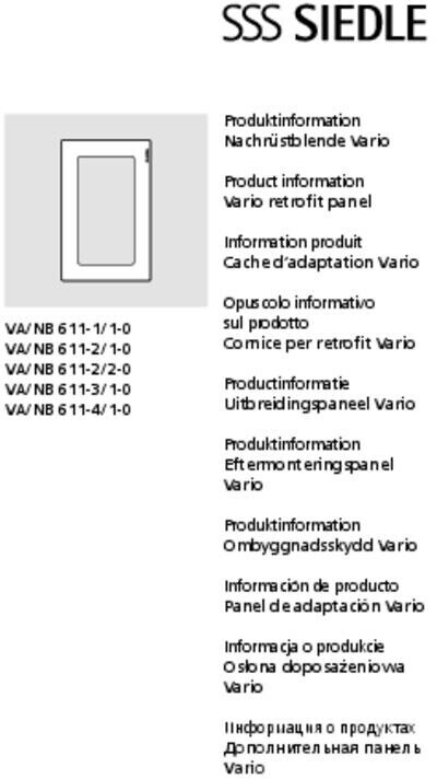 Siedle Retrofit panel Vario Silver-Metallic VA/NB 611-2/1-0 SM (210010249-00)