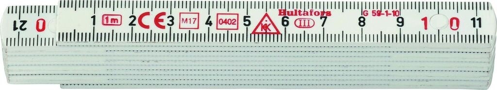Hultafors Plastic folding rule 1m x 13mm white (480387)