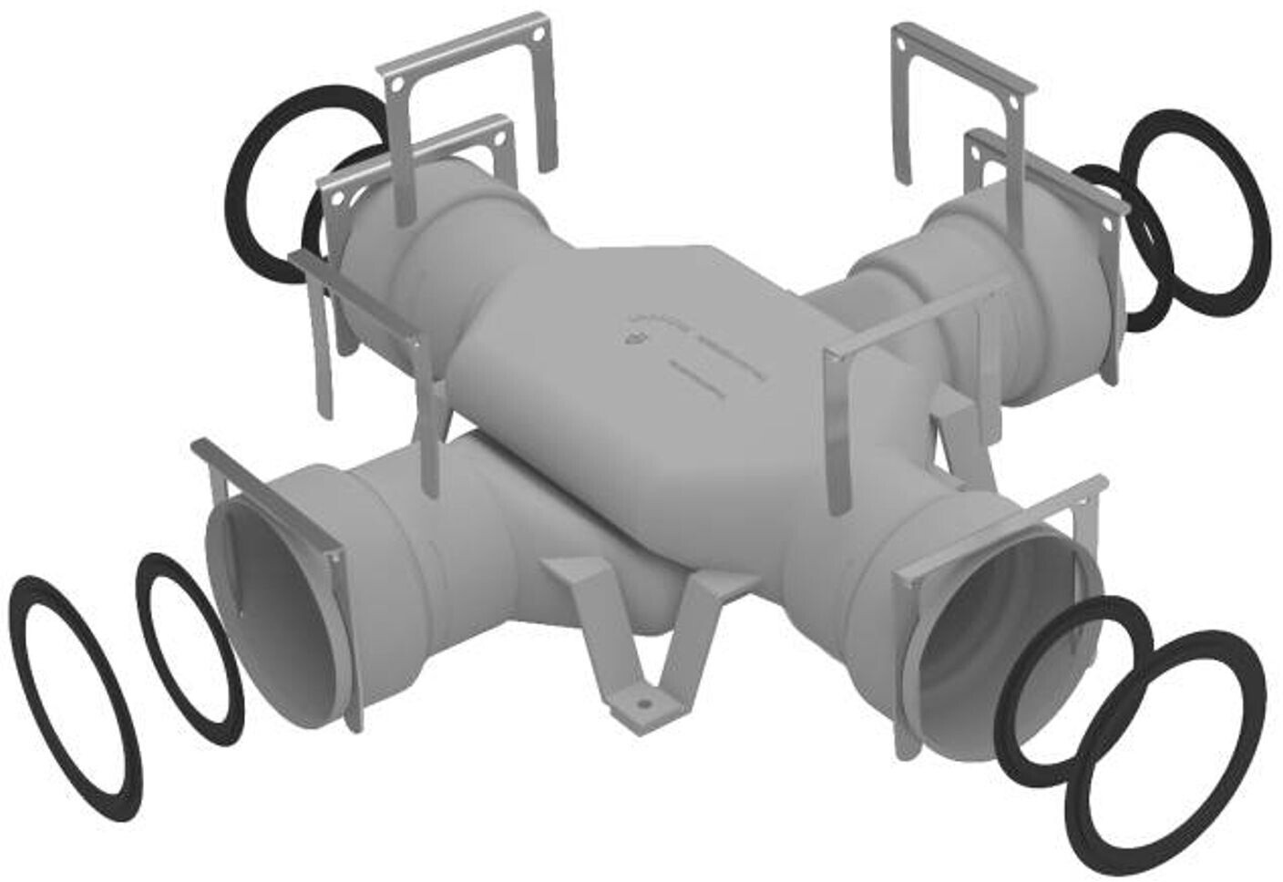 Zehnder Crossing Piece ComfoTube 75/90 grey with sealing rings (990322155)