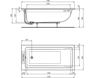 Ideal Standard La Dolce Vita rectangular duo bathtub white (T540401)