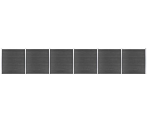 vidaXL Juego de paneles de valla WPC negro (3070433)