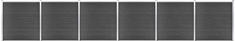 vidaXL Juego de paneles de valla WPC negro (3070433)