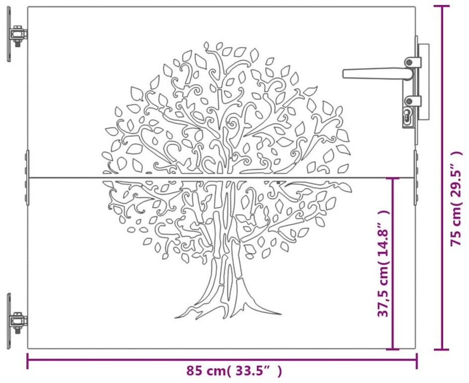 vidaXL vidaXL Garden Gate Corten Steel Tree Design (153208) - view 9