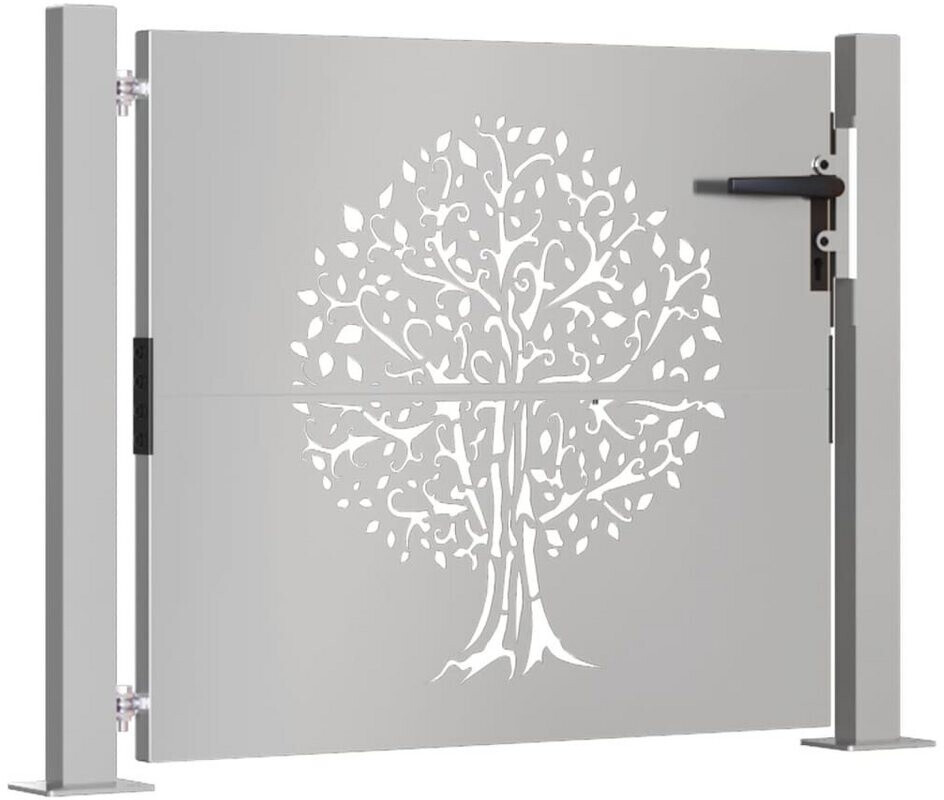 vidaXL vidaXL Garden Gate with Tree Design in Corten Steel 105x80 cm (153214) - back view