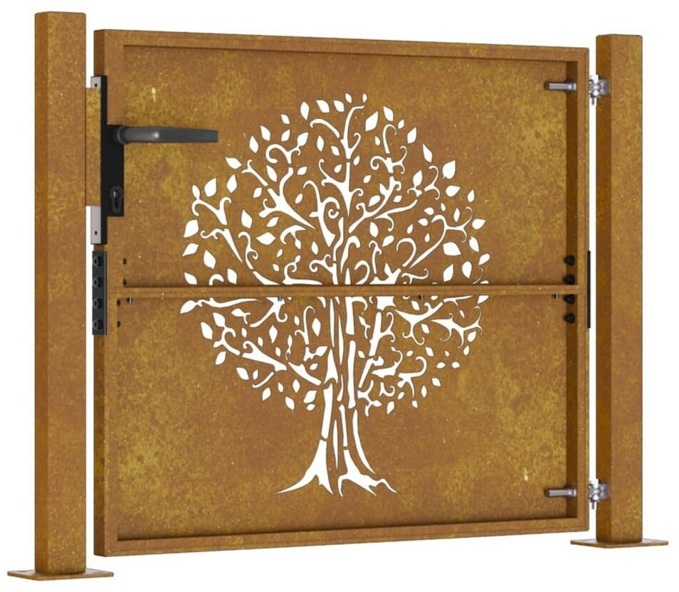 vidaXL vidaXL Garden Gate with Tree Design in Corten Steel 105x80 cm (153214) - alternate view