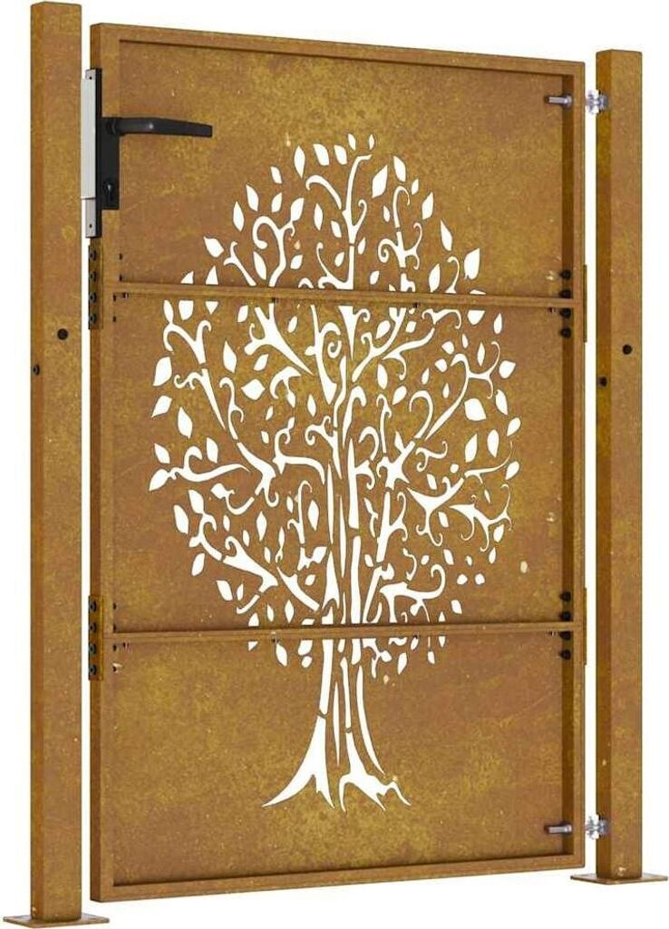 vidaXL vidaXL Puerta de Jardín con Diseño de Árbol en Acero Corten (153217) - view 6