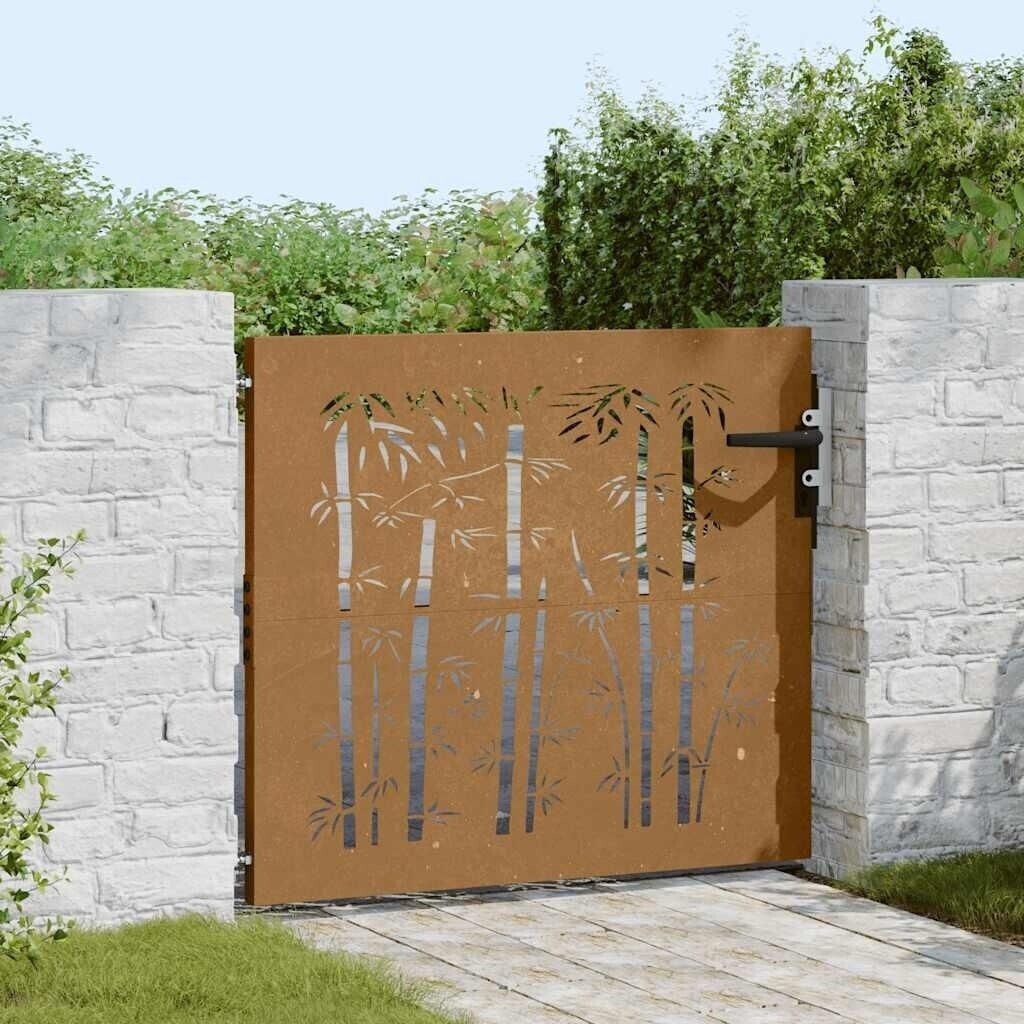 vidaXL vidaXL Garden Gate Corten Steel Bamboo Design (153233) - back view