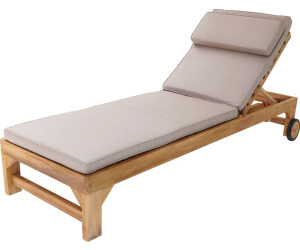 AXI Rama bain de soleil en bois de teck avec coussin, dossier réglable et roues