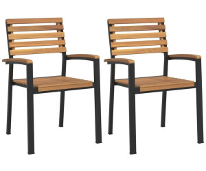 vidaXL Chaises de jardin empilables 2 pcs bois massif d'acacia et métal (362014)