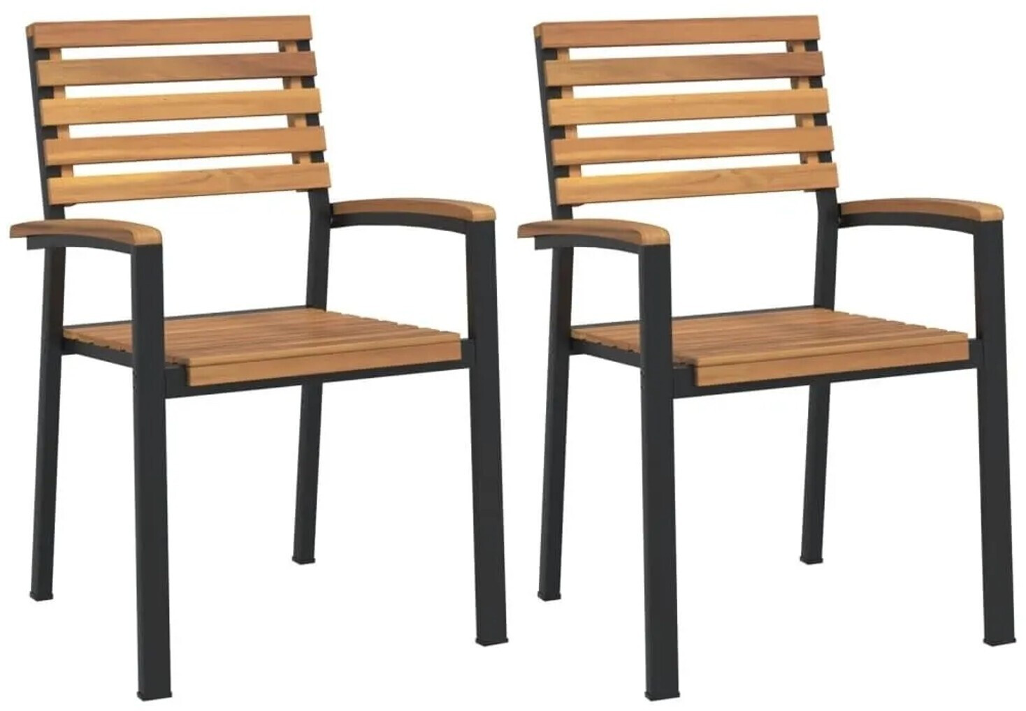 vidaXL Stapelbare Gartenstühle 2 Stk. Massivholz Akazie und Metall (362014)