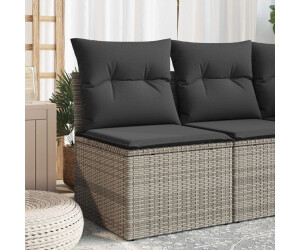 vidaXL Canapé de jardin sans accoudoirs avec coussins gris poly rotin (9839.366135)