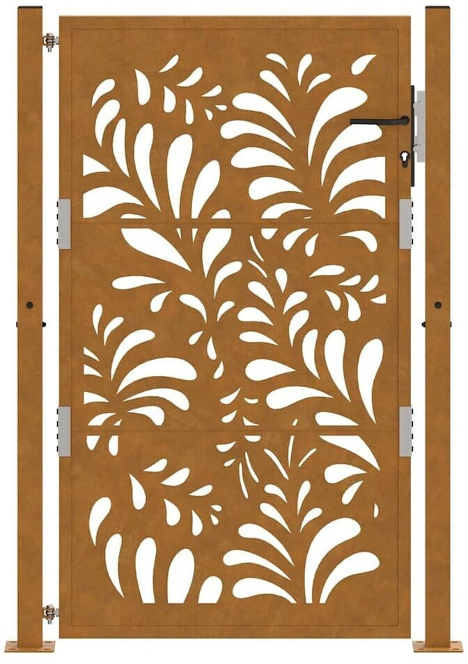 vidaXL vidaXL Garden Gate Weathering Steel Wave Design 105x155 cm (4100976) - side view