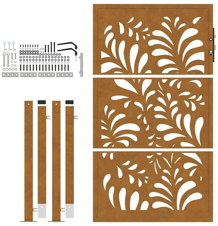 vidaXL vidaXL Garden Gate Weathering Steel Wave Design 105x155 cm (4100976) - detail view