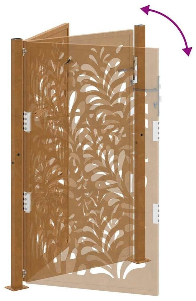 vidaXL vidaXL Garden Gate Weathering Steel Wave Design 105x155 cm (4100976) - view 7