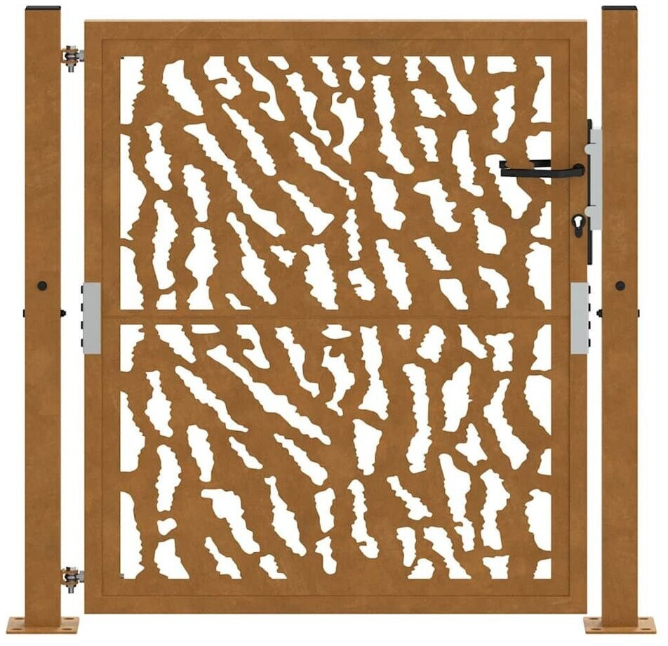 vidaXL vidaXL Cancello da Giardino Acciaio Corten Design a Traccia (4100984) - back view