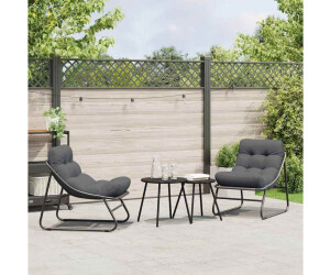 vidaXL Chaises de Relaxation de Jardin avec Coussins Noir Acier