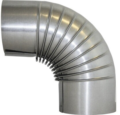 Bertrams Smoke Pipe Elbow (Ribbed) 90° Fixed without Cleaning Door Fire-Aluminized Ø130 mm (030112)