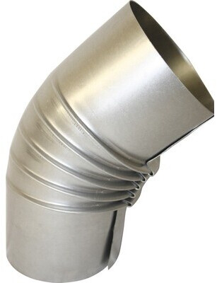 Bertrams Flue pipe elbow (ribbed) 45° fixed fire-aluminized silver-grey Ø 100 mm (030207)