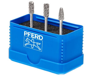Pferd Hartmetall-Hochleistungskleinfrässtift Set, 3-teilig, Zahnung ALLROUND, Schaft-ø 3 mm, Frässtift-ø 6 mm (21901404)