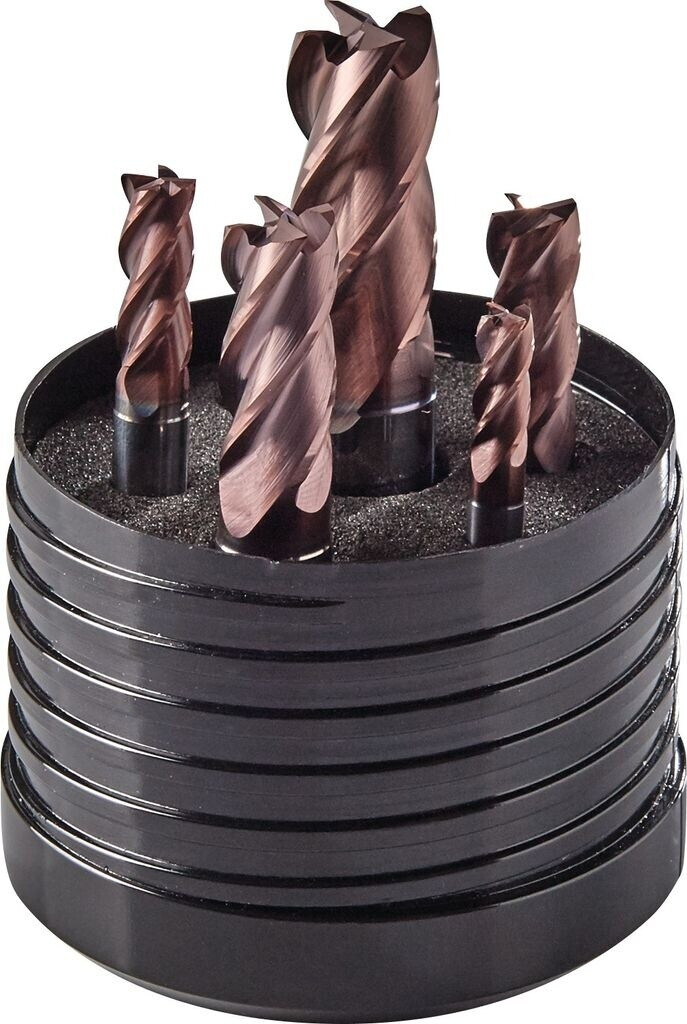 Promat Schaftfräserset DIN 6527L Ø 6/8/10/12/16mm Z.4 VHM TiAlN 5-teilig