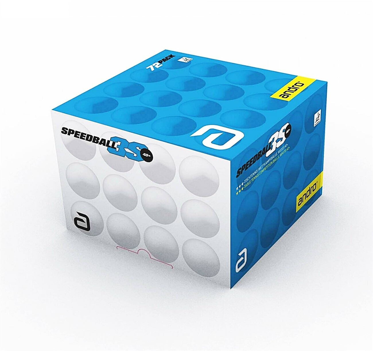 Andro Speedball 3S 40+ 3-Star table tennis balls white 72-pack (16223272)