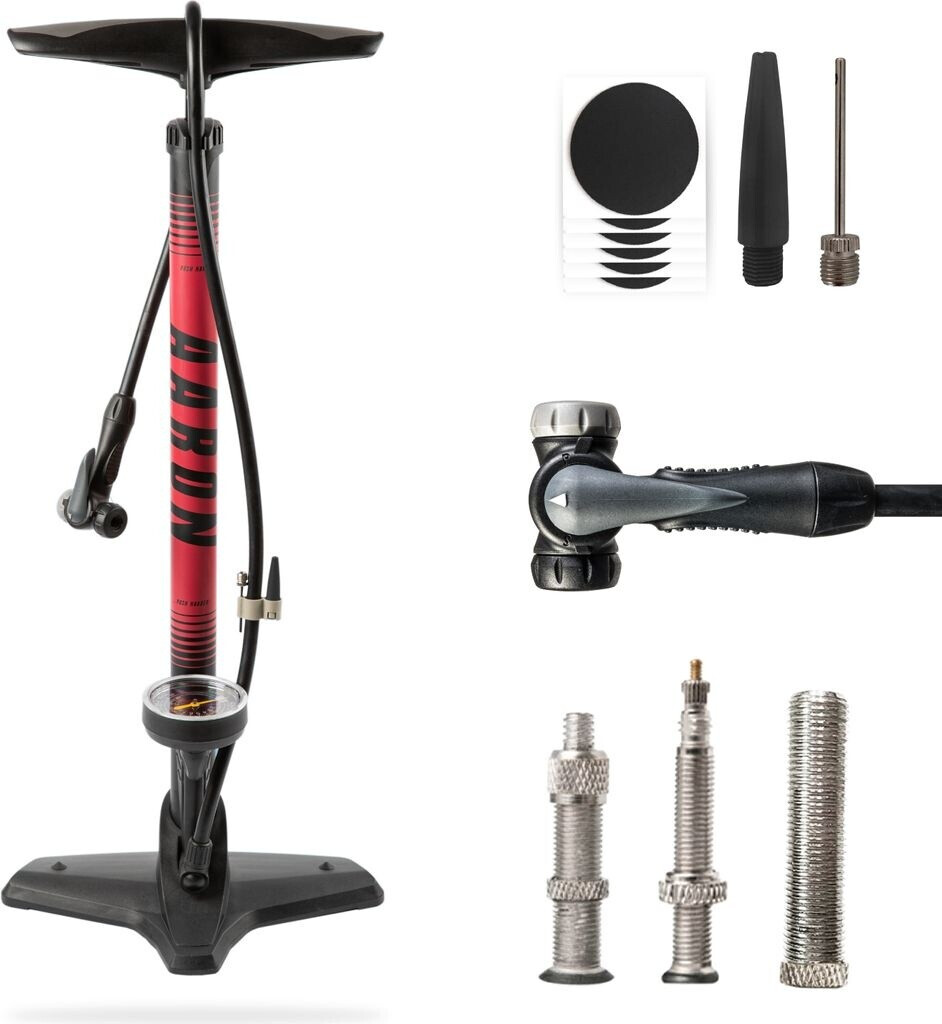 Aaron Velopumpe Sport One Rot Stand-Pumpe für alle Ventile mit Manometer (10032023003)