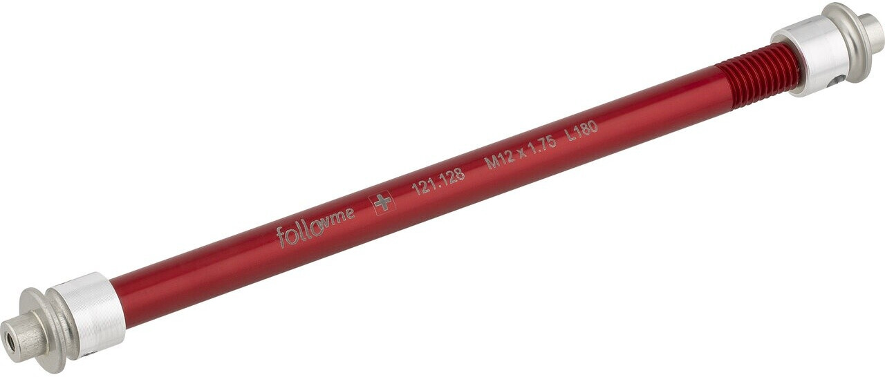 FollowMe Adaptateur d'Axe Traversant 12 mm Aluminium rouge M12x1,75x180 mm (121.128 ALU)