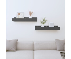 vidaXL Wandregale 2 Stk. Grau Massivholz Kiefer (823586)