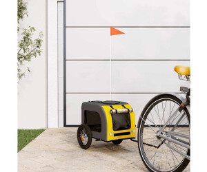 vidaXL Pet Bike Trailer Yellow and Grey Oxford Fabric and Iron (93826)