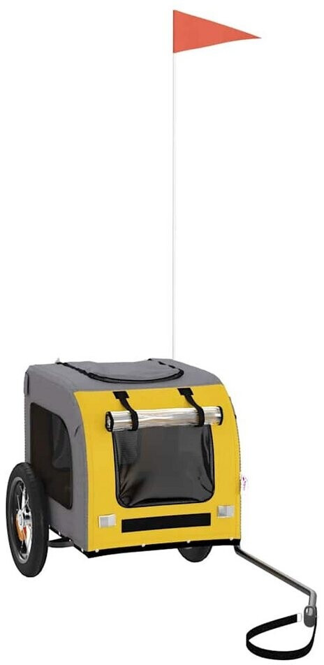 vidaXL Remorque de vélo pour animaux de compagnie jaune et gris tissu Oxford et fer (93826)