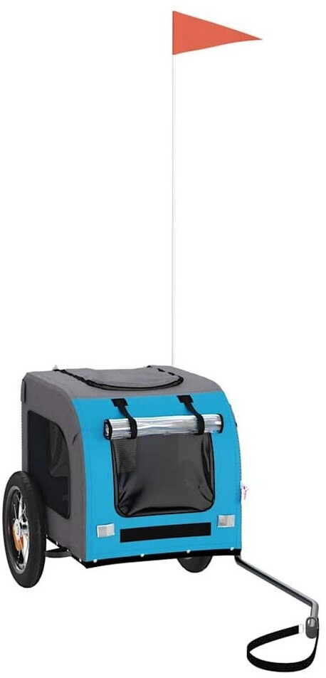 vidaXL Pet Bike Trailer Blue and Grey Oxford Fabric and Iron (93827)