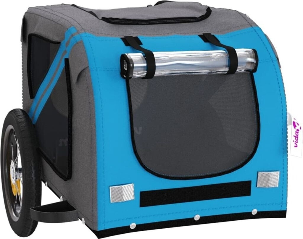 vidaXL Pet Bike Trailer Blue and Grey Oxford Fabric and Iron (93869)