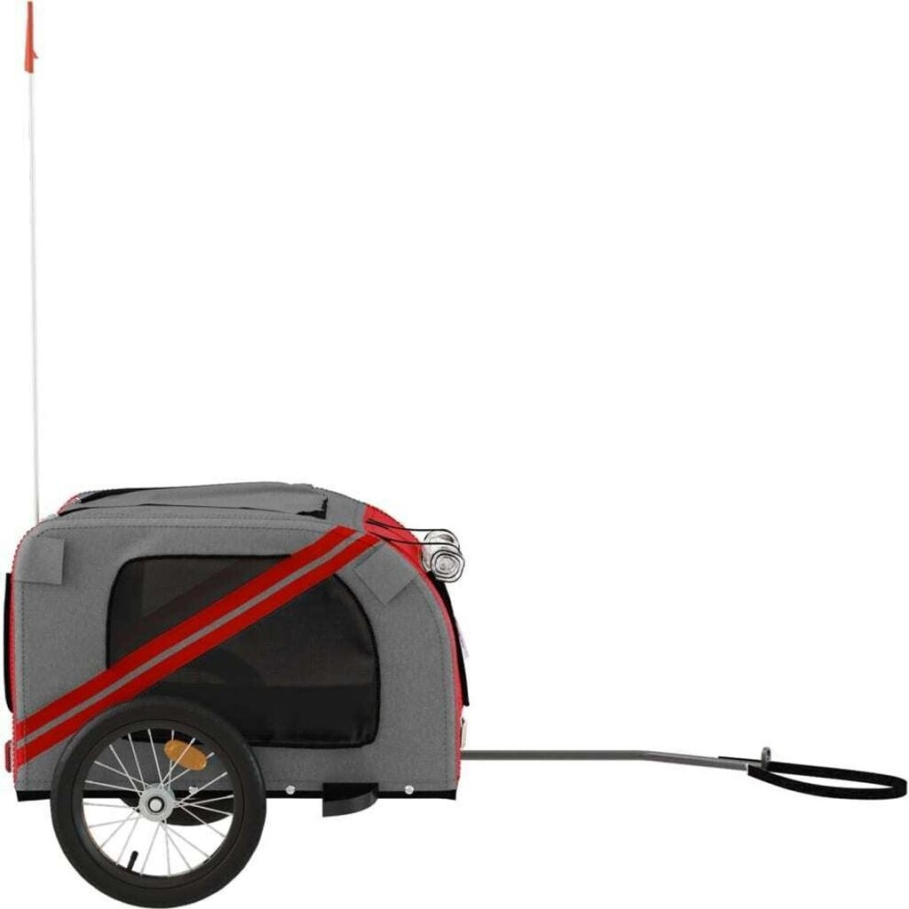 vidaXL Bicycle trailer for dogs Red and Grey Oxford fabric and iron (93873)