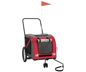 vidaXL Pet Bike Trailer Red and Grey Oxford Fabric and Iron (93901)