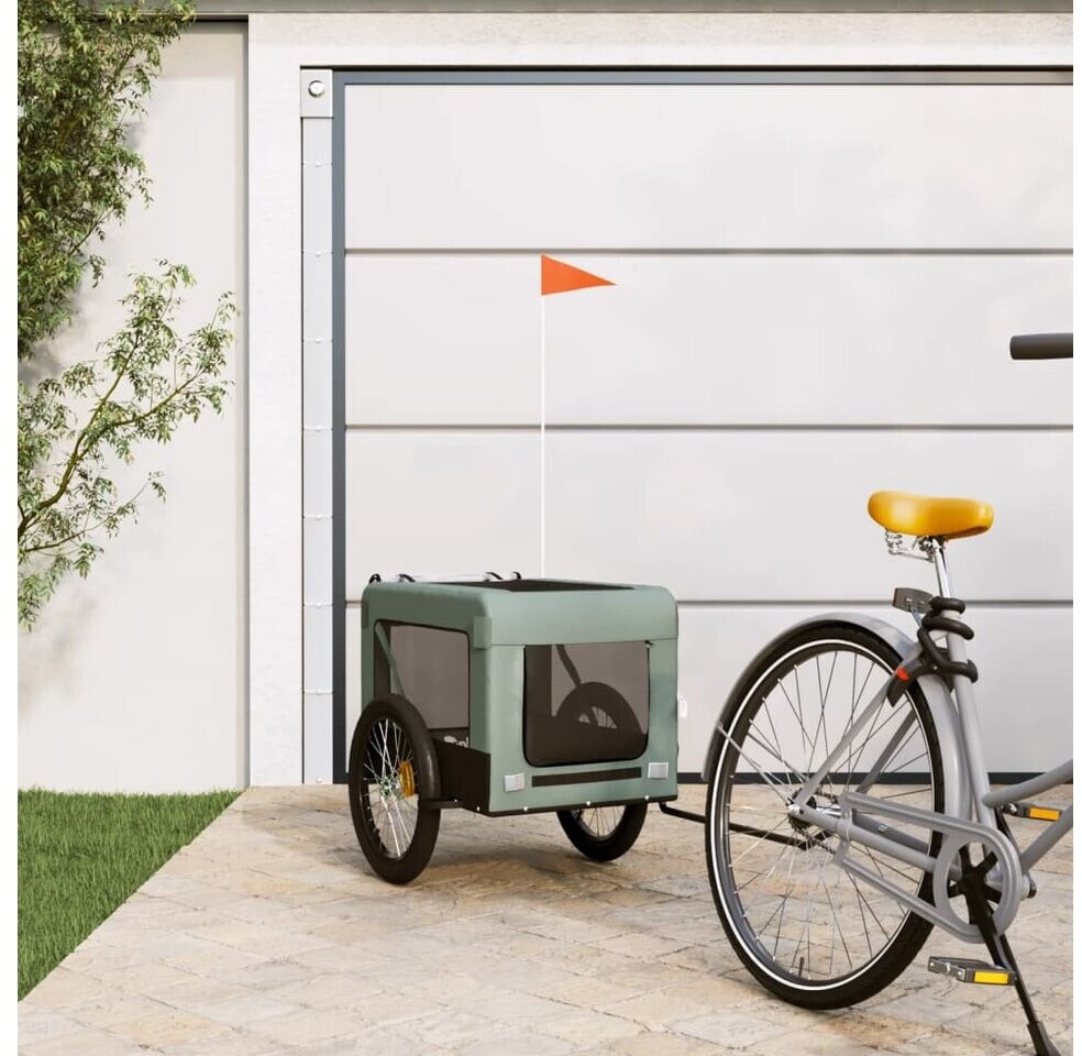 vidaXL Pet Bike Trailer Grey and Black Oxford Fabric & Iron (93923)