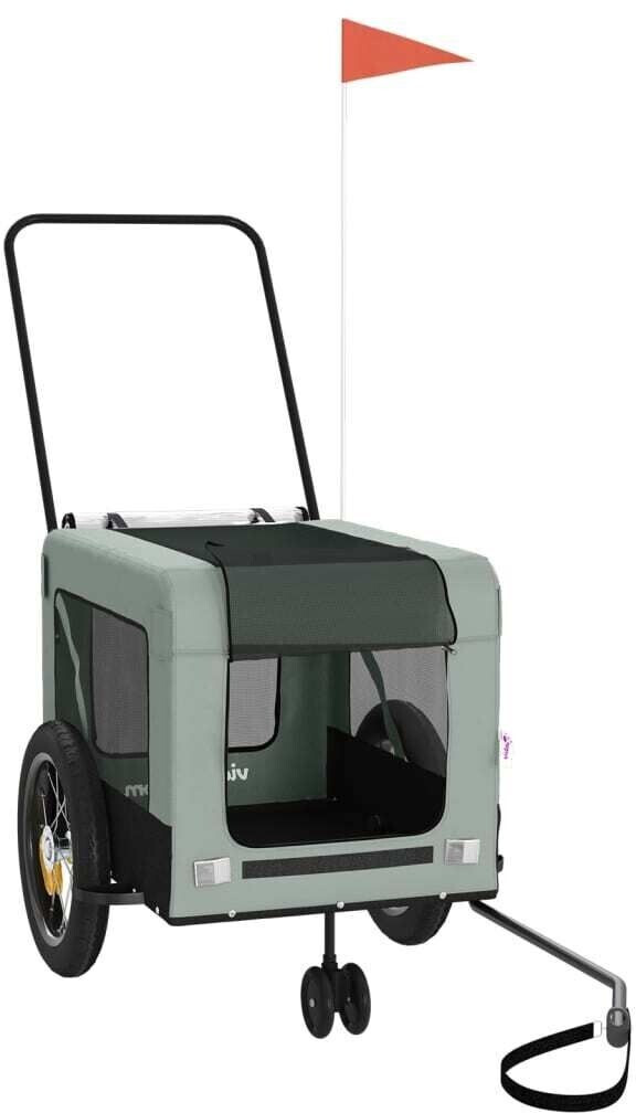 vidaXL Pet Bike Trailer Grey and Black Oxford Fabric and Iron (93930)