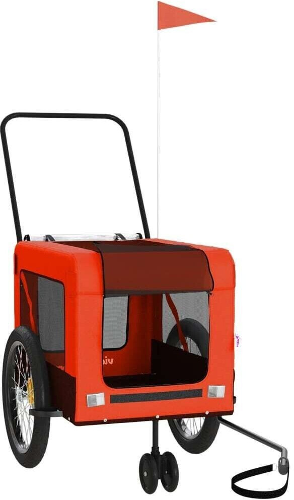 vidaXL Remorque de vélo pour animaux de compagnie orange et noir tissu Oxford et fer (93942)