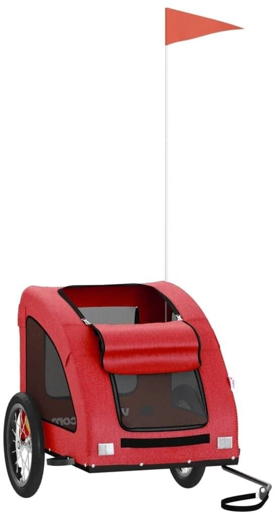 vidaXL Dog Bike Trailer Red Oxford Fabric and Iron (93957)
