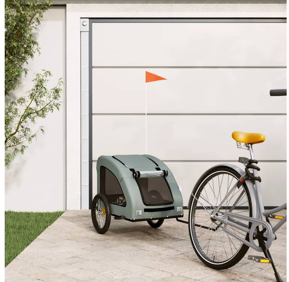 vidaXL Pet Bike Trailer Grey Oxford Fabric and Iron (93965)