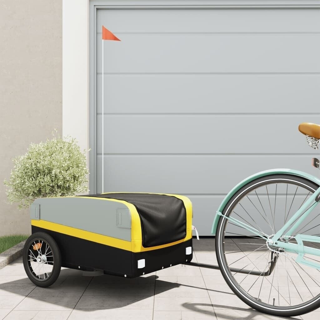 vidaXL Bike Cargo Trailer Black and Yellow 45 kg Iron (94043)