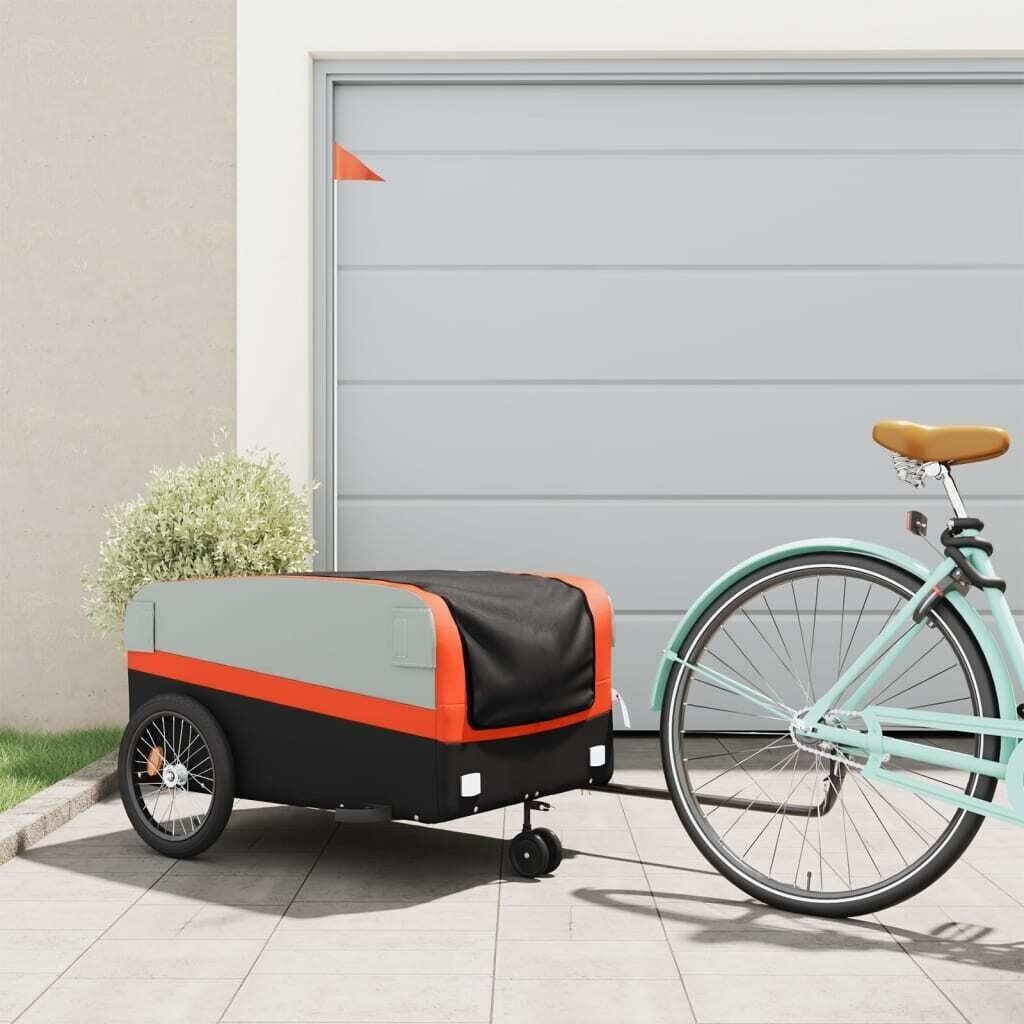 vidaXL Bike Trailer Black and Orange 45 kg Iron (94061)