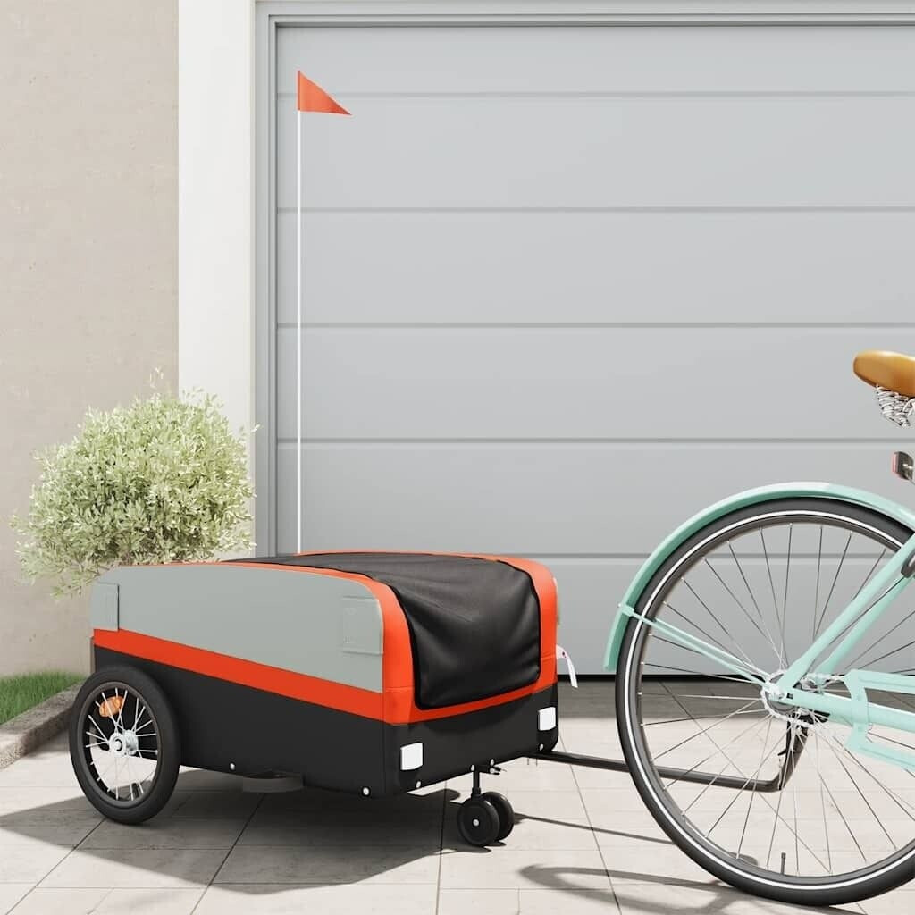 vidaXL Bike Trailer Black and Orange 45 kg Iron (94068)